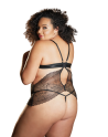 Nuisette dentelle noire grande taille avec string ouvert ROSIE - 17-6002XB