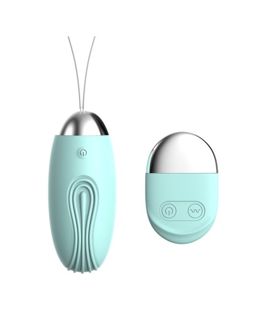 Oeuf vibrant rainuré turquoise USB avec télécommande - TOD-008TUR