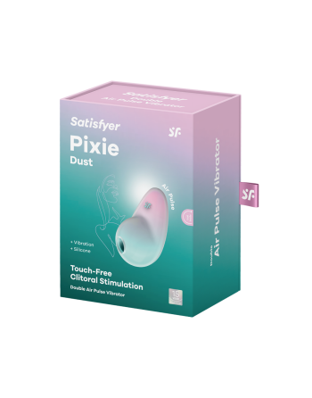 Stimulateur clitoridien par onde de pression sans contact et par vibration USB vert et rose, Pixie Dust Satisfyer - CC597837