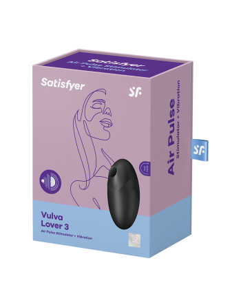 Stimulateur clitoridien par air pulsé et vibration noir USB Vulva Lover 3 Satisfyer - CC597827