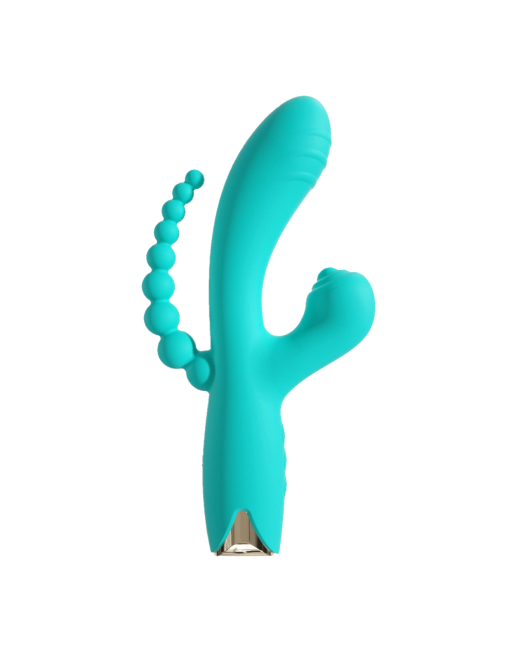 Vibromasseur triple stimulation USB turquoise Snappy Bunny - WS-NV062CTUR