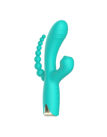 Vibromasseur triple stimulation USB turquoise Snappy Bunny - WS-NV062CTUR