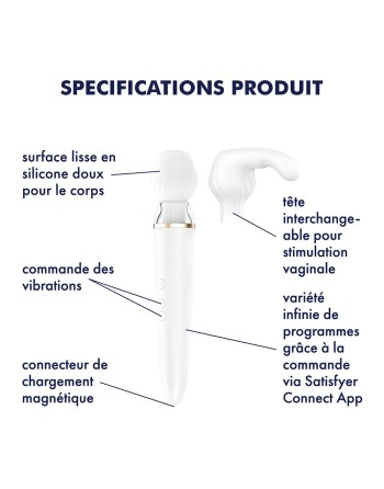 Double wand blanc connecté USB Double Wand-er Satisfyer - CC597756