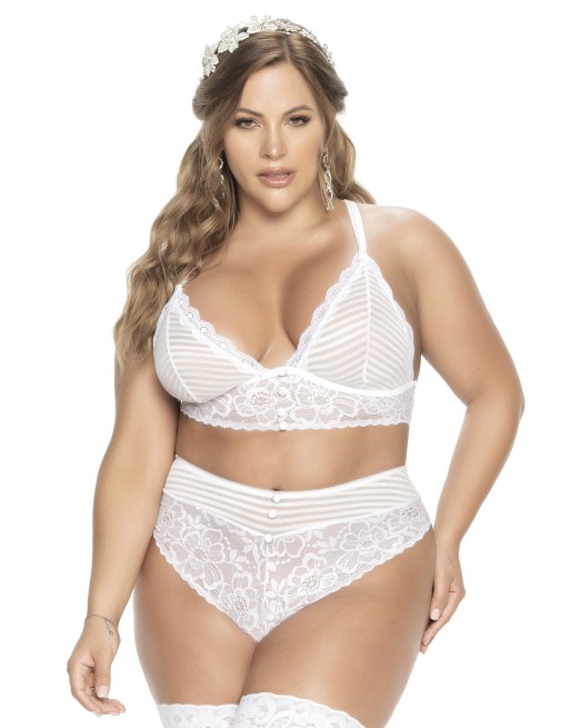 Soutien-gorge blanc et string grande taille - MAL8671XWHT