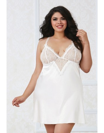 Nuisette grande taille satinée blanc - DG12028XWHT