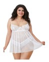 Nuisette en dentelle extensible blanche grande taille - DG11847XWHT