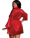 Nuisette grande taille rouge avec peignoir satinés - DG3717XRED