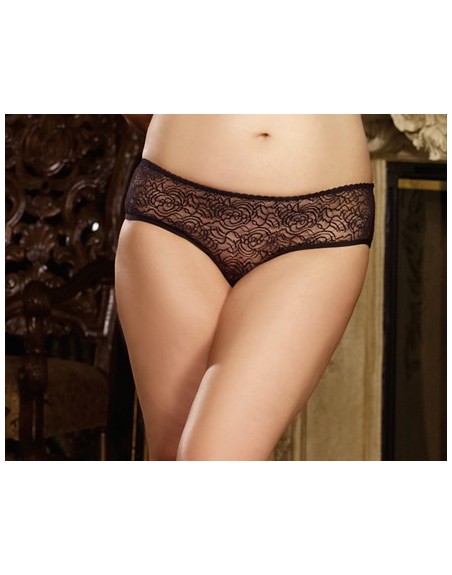 Panty taille basse, ouvert, fronces au dos - DG1300XBLK