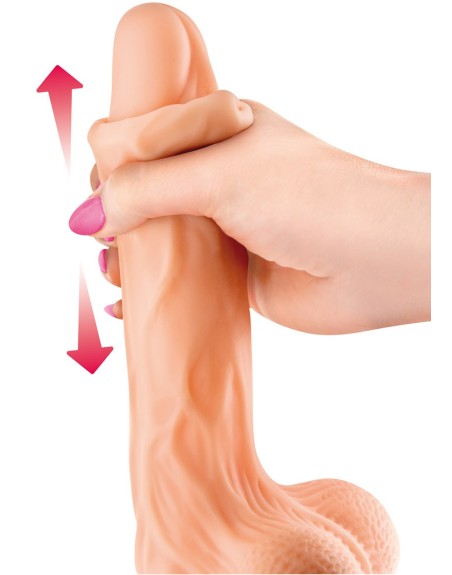 Gode réaliste veiné ventouse va-et-vient prépuce testicules billes mouvantes 22cm - CC514107