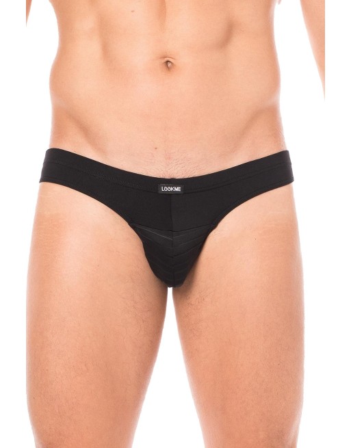 Slip noir rayé opaque et transparent - LM2906-61BLK